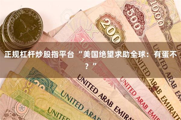 正规杠杆炒股指平台 “美国绝望求助全球：有蛋不？”